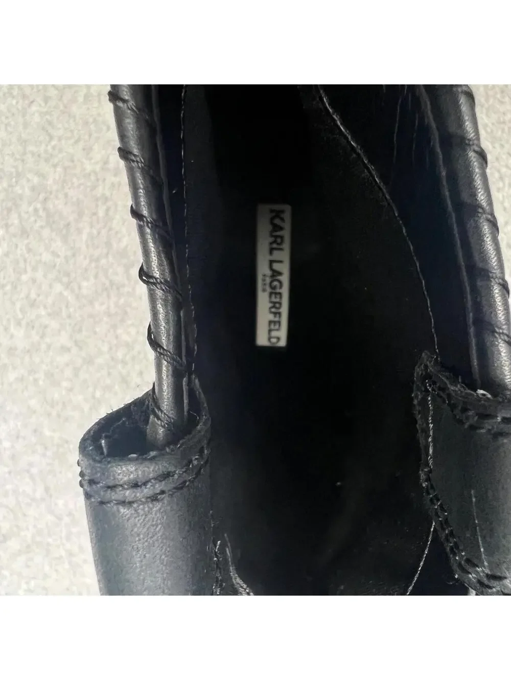 Karl Lagerfeld Black Leather Ankle Boots Bootie Western Womens 11 Cowgirl